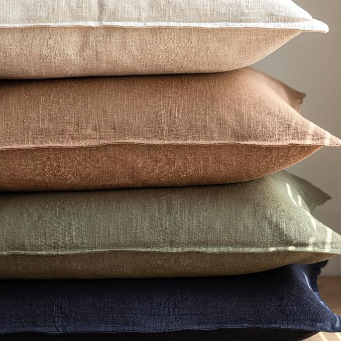 Foindtower Pack of 2, Decorative Linen Solid Throw Pillow Covers Soft Accent Cushion Case Farmhouse Neutral Pillowcase for Chair Couch Sofa Bedroom Living Room Home Decor 22x22 Inch Olive Branch Green