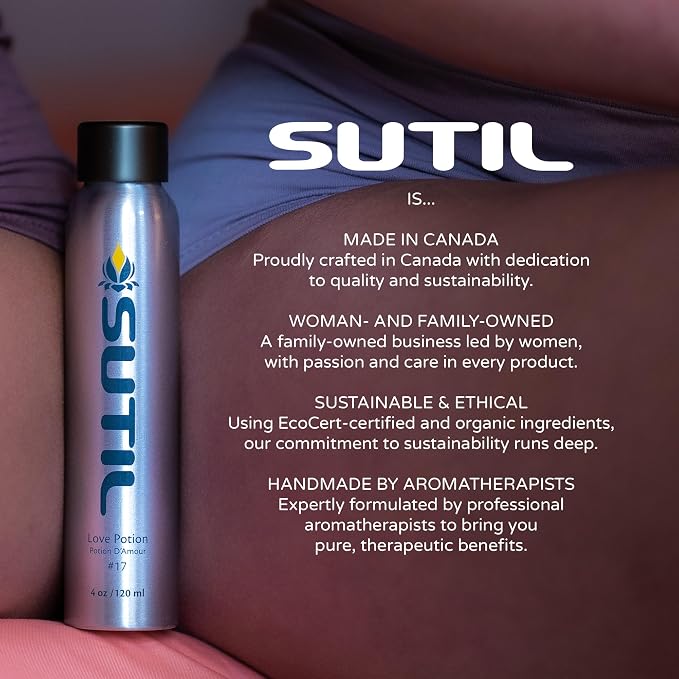 SUTIL Love Potion #17 Massage Oil – Sensual Aphrodisiac Massage Oil for Couples – Non-Sticky Botanical Body Oil with Ylang Ylang, Jasmine & Ginger – Relaxing & Romantic Aromatherapy Massage Oil (4 Oz)