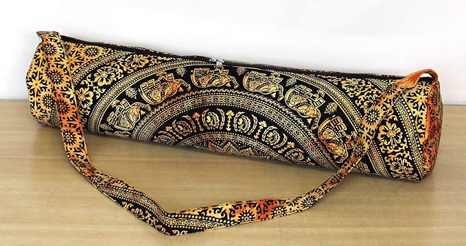 INDIAN CRAFT CASTLE ICC Yoga Mat Bag Carrier Full-Zip Exercise Yoga Mat Carry Bag for Women Men with Multi-Functional Storage Pockets and Adjustable Shoulder Strap 26X6 Inches