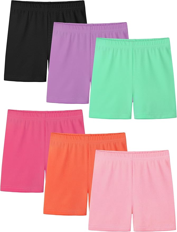 Resinta 6 Pack Girls Bike Shorts Under Dress Dance Cartwheel Shorts for Toddler Kids Summer Clothes Multicolor