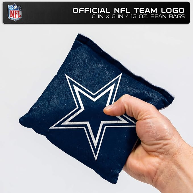 NFL Pro Football Dual Sided Bean Bags by Wild Sports, 8 Count, Premium Toss Bags for Cornhole Set - Great for Tailgates, Outdoors, Backyard