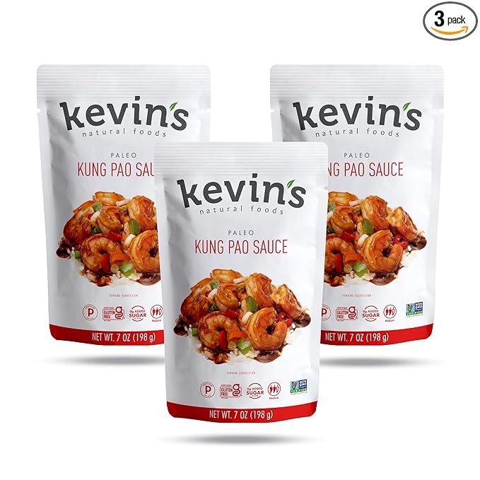 Kevin's Natural Foods Kung Pao Simmer Sauce, 3 Pack | Keto and Paleo Stir-Fry Sauce, Gluten Free, No Preservatives, Non-GMO