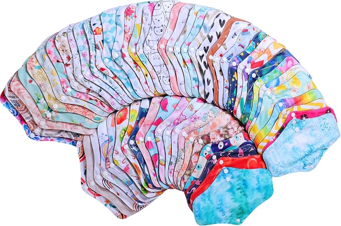 10 pcs M Size Random Prints Reusable Cloth Menstrual Pads for Women Period(10M-randomprints)