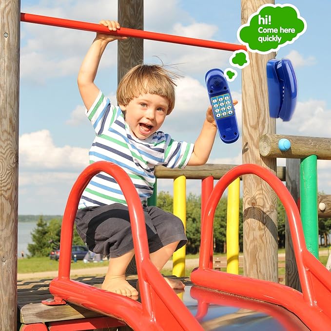 2 Pack Swingset Phone Toys Playground Swing Set Telephone Plastic Pretend Play Telephone with Numeric Key for Kids Outdoor Playground Treehouse Accessories (Blue)