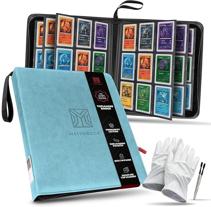 Toploader Binder | Holds 252 Toploaders | 9-Pocket | Ringless Double-Sided Pockets | Includes Collector Tweezers & Gloves | Premium Top Loader Binder for Trading Cards, Pokemon, Yu-Gi-Oh & TCG