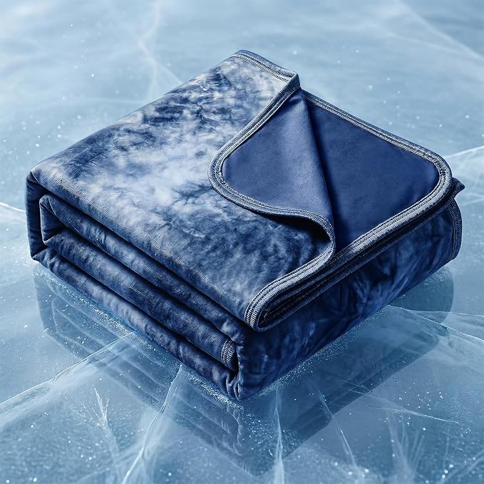 Cooling Blanket Queen Size 80"x88" for Hot Sleepers | Cold Summer Soft Blanket for Bed Couch and Travel Absorbs Heat Q-Max>0.35 Cool Lightweight Throw for Night Sweats Menopause