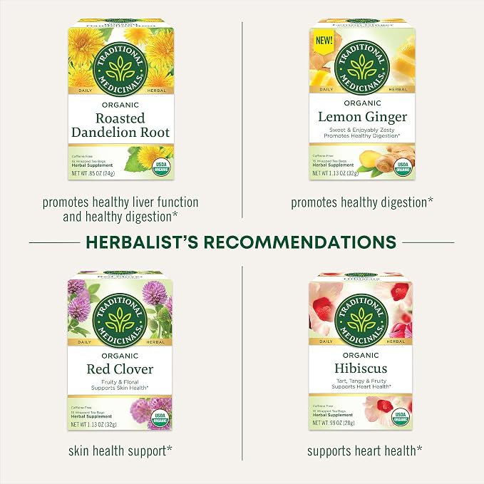 Traditional Medicinals Tea, Organic Everyday Detox Lemon, Supports Healthy Skin & Liver Function, Detox, 16 Tea Bags (Pack of 2)