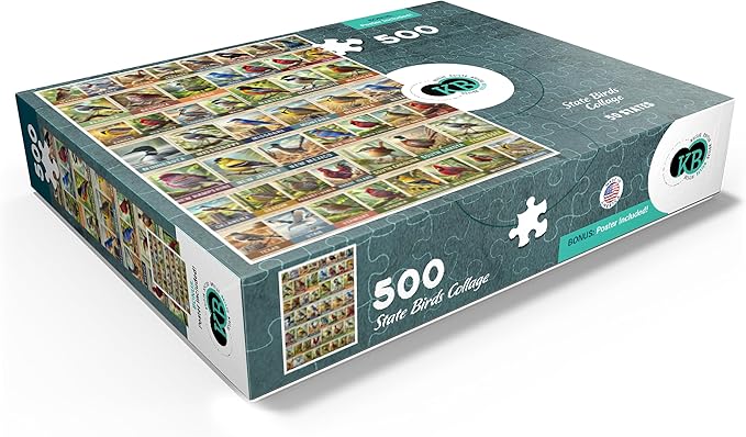 MyPuzzle State Birds Series: 50 State Birds Collage, Vol.1 - Premium 500 Piece Jigsaw Puzzle for Adults