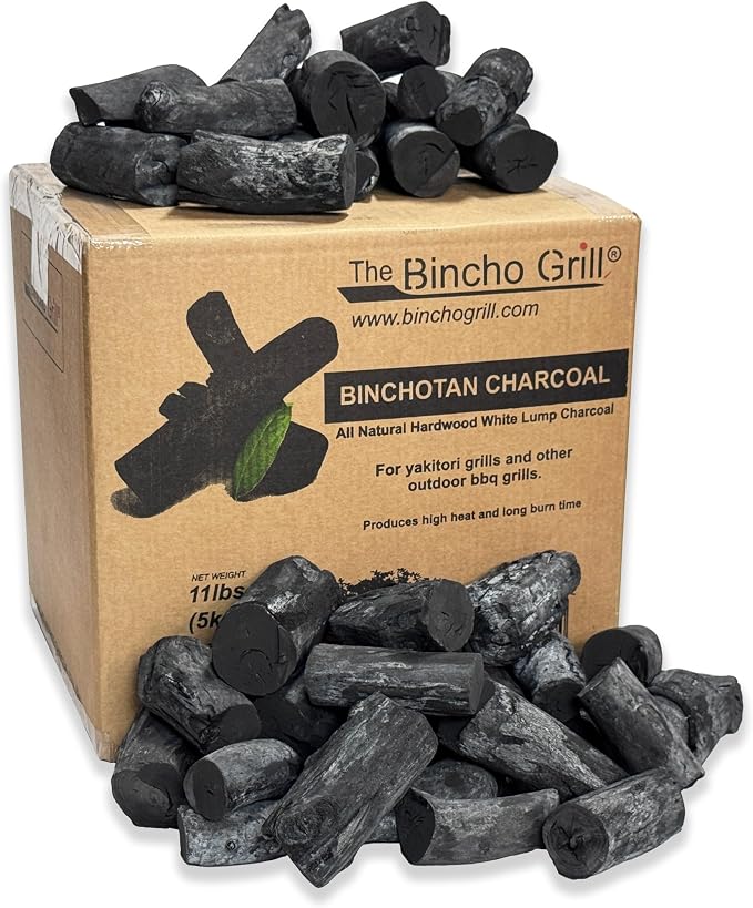 The Bincho Grill Binchotan Charcoal for Japanese BBQ. Natural Hardwood High-Grade Yakitori and All Types of Grills. (9.9 lbs / 4.5 kg) Black