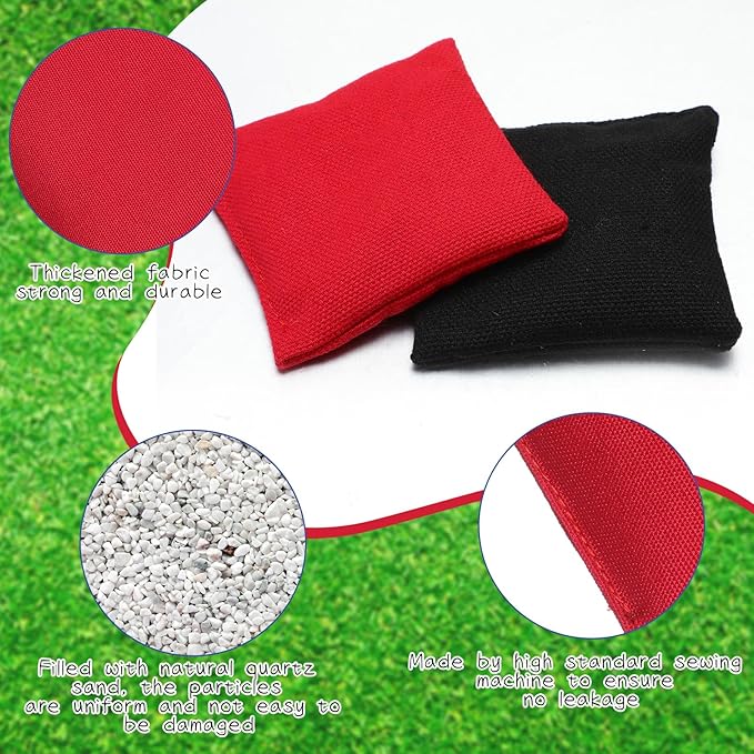 Sotiff 24 Pcs Bean Bags Mini Nylon Cornhole Bean Bags for Kids Tossing Fun Sports Outdoor Family Games Carnival Toy Patriotic Small Beanbag Hand Toss Party Game Supplies for Kid Adult (Red Black)
