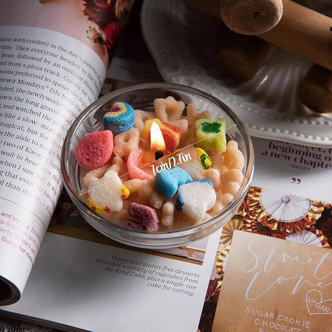 Mini Funny French Vanilla Cereal Bowl Scented Vegetable Wax Candles for Wedding Favor (6pcs/Pack)