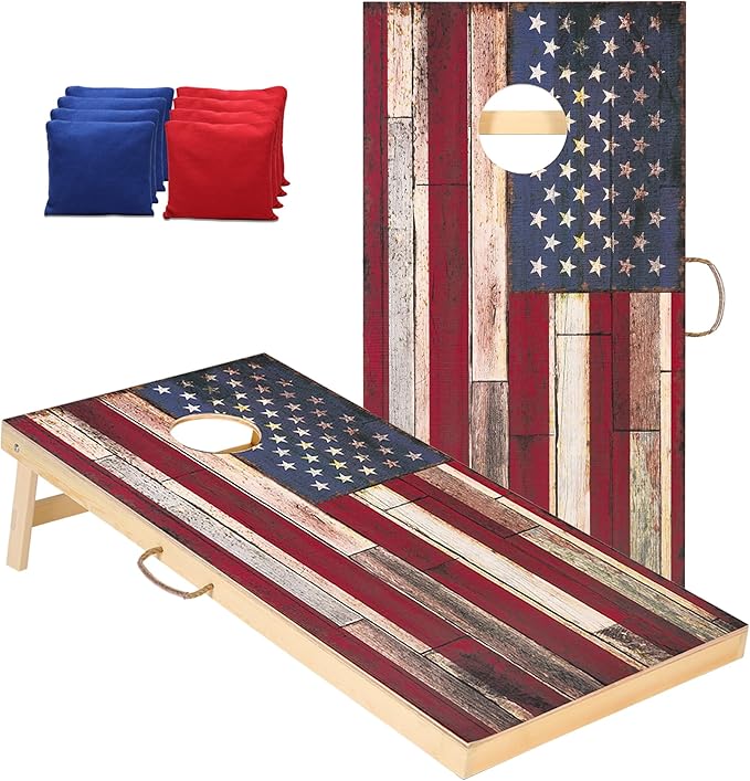 Sportdo 4x2 ft Solid Wood Cornhole Set with 8 Bean Bags, Regulation Size Cornhole Board Set for Adults, Cornhole Game Set for Tailgate Backyard Toss Games Indoor&Outdoor Activities