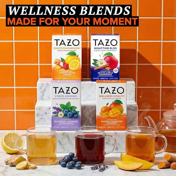 TAZO Digestion Harmony Lemon Lychee Ginger Herbal Tea Bags - 16ct (6-Pack)