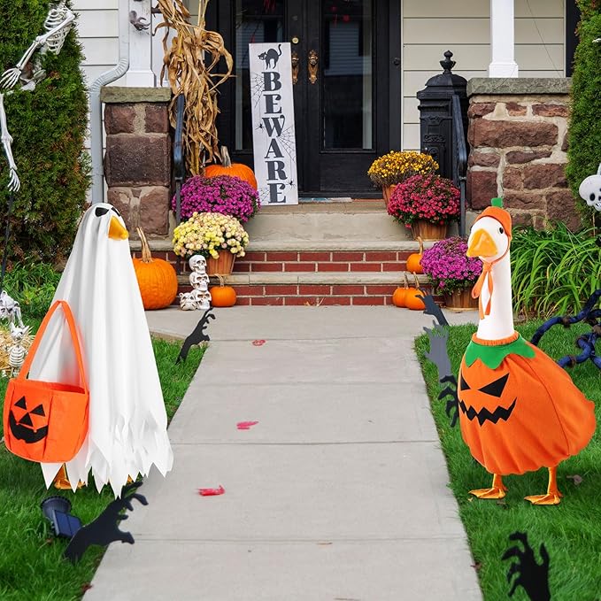 3 Set Thanksgiving Day Goose Outfit Lawn Porch Costume Plastic Goose Clothing for 23" Outdoor
