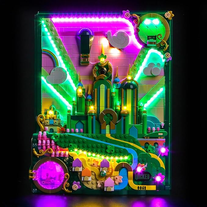 BrickBling LED Lighting Kit Compatible with Lego Wicked Emerald City Wall Art, Creative Light Compatible with Lego 75685-Lights Only, Not Come with Model (Classic Version Light)