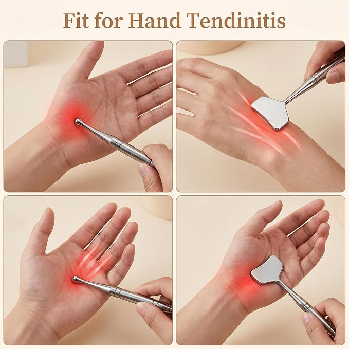 2-in-1 Acupuncture Pen Fascia Blaster, Stainless Steel Gua Sha & Acupressure Massage Pen, Dual-Ended Fascia Release Tool for Full Body Pain Relief, Neck Face Muscle & Plantar Fasciitis