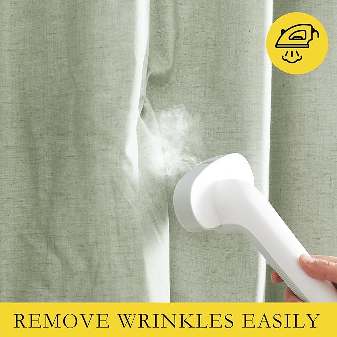 NICETOWN Light Green Linen Kitchen Draperies Completely Shaded, Privacy Protection & Noise Reducing Rod Pocket & Back Tab Drapes, White Lined Insulated Window Treatment Curtains(2 Pieces, W52 x L63)