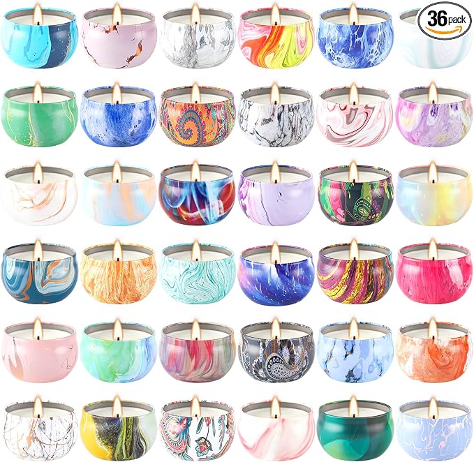WPONSZU 36 Pack Scented Candles Gift Set for Woman, Jar Candle, 2.5 oz Soy Wax Tin Candle-Ideal Gift for Travel Home Décor