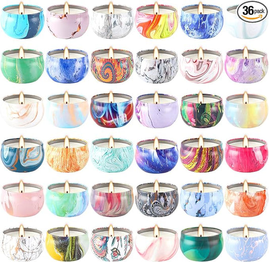 WPONSZU 36 Pack Scented Candles Gift Set for Woman, Jar Candle, 2.5 oz Soy Wax Tin Candle-Ideal Gift for Travel Home Décor