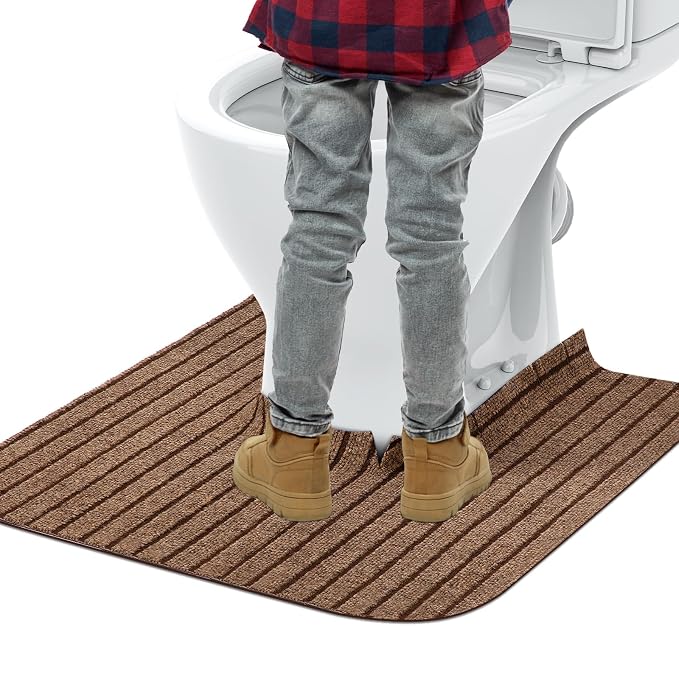 Round Commode Potty Training Mats for Boys, Toilet Training Mats, Potty Training Toilet Rugs, Toilet Rugs u Shaped,Toilet mats for Bathroom,Machine Repeatedly Washable(4 Pack,Brown)