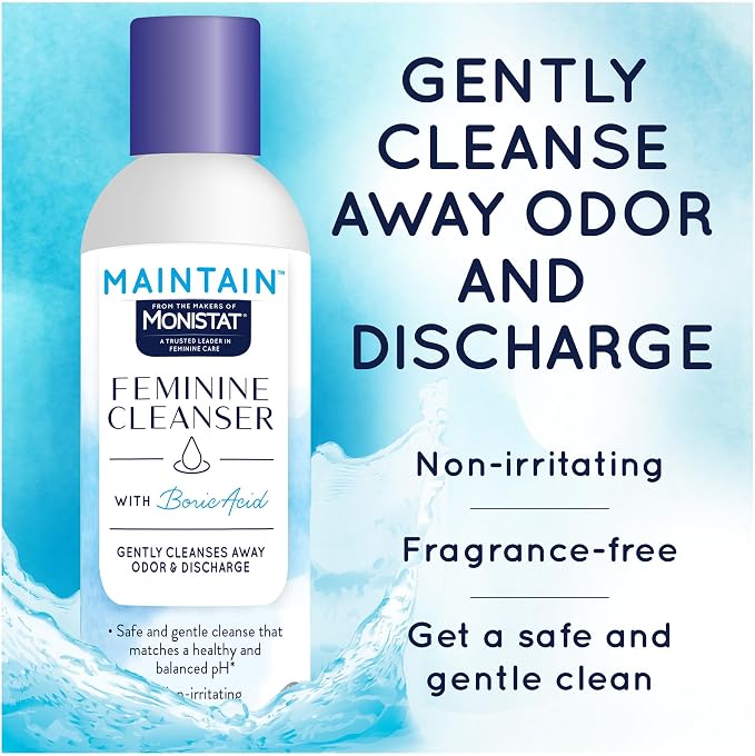 Monistat Boric Acid Feminine Wash, Fragrance-Free Intimate Wash for Women with Gentle pH-Balanced Formula, 10 Fl Oz (Pack of 2)