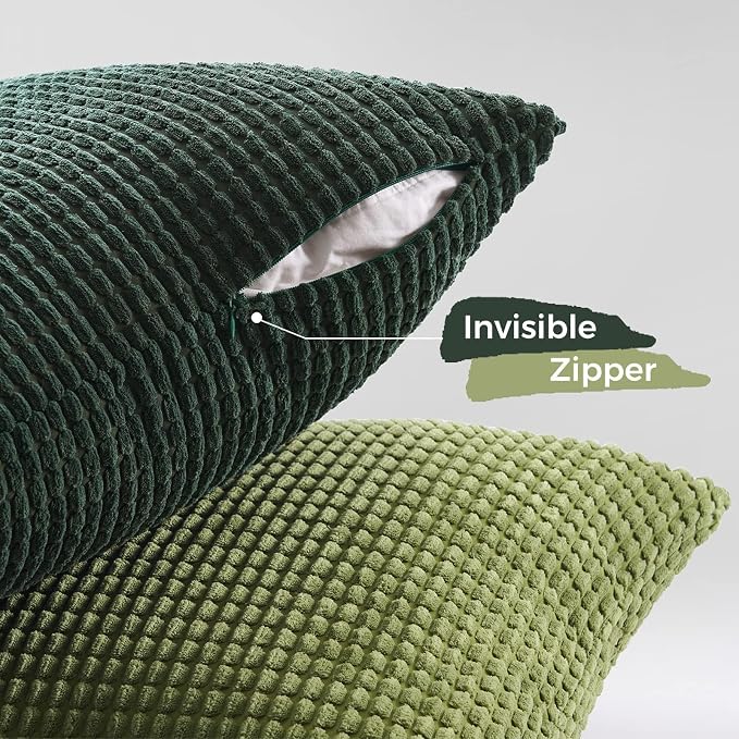 Topfinel Throw Pillows Covers for Couch Living Room Decor-Green Christmas Holiday 4 Pack Toss Cushion Case-Vintage Fluffy Large Bedroom Shams 18x18 Inch Set of 4,(45cm)