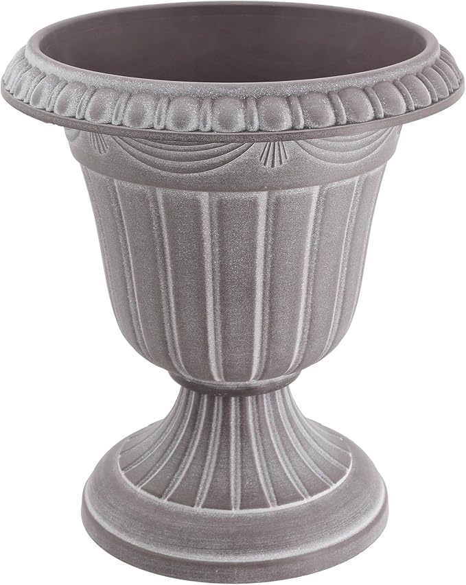 Arcadia Garden Products PL00CW Classic Traditional Plastic Urn Planter Indoor/Outdoor, 16" x 18", White Wash