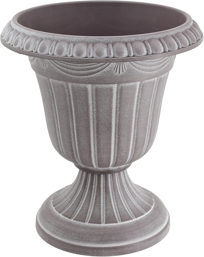 Arcadia Garden Products PL20WW Indoor/Outdoor Classic Traditional Plastic Urn Planter, Whitewash, 10" x 12", White Wash
