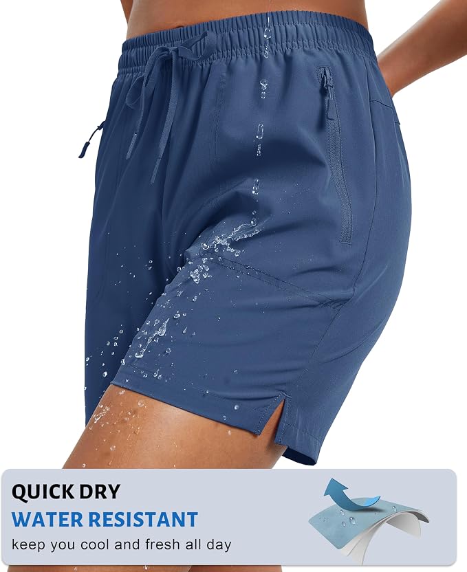 MAGCOMSEN Women's 5" Hiking Shorts UPF 50+ Quick Dry Lightweight Athletic Running Golf Summer Casual Shorts with Pockets