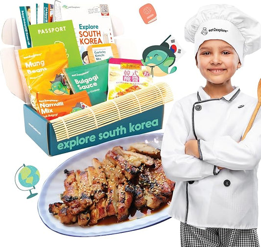 Cooking Kits for Kids - Interactive & Educational Set with 3 Recipe Cards, Key Ingredients & Cooking Tools - Ideal Idea for Kids who Love to Create Meals (South Korea Edition)