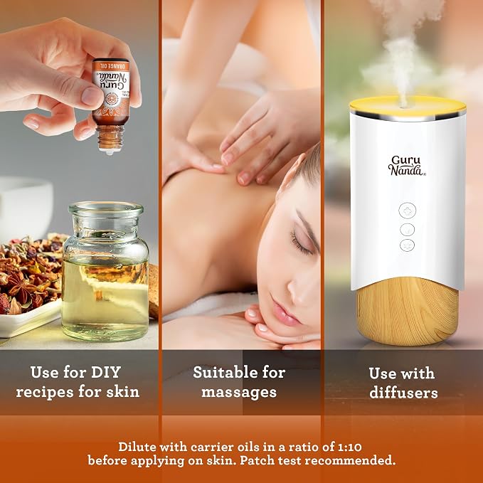 GuruNanda Orange Essential Oil (15mL) - 100% Pure & Natural - Undiluted - Premium Aromatherapy for Diffuser
