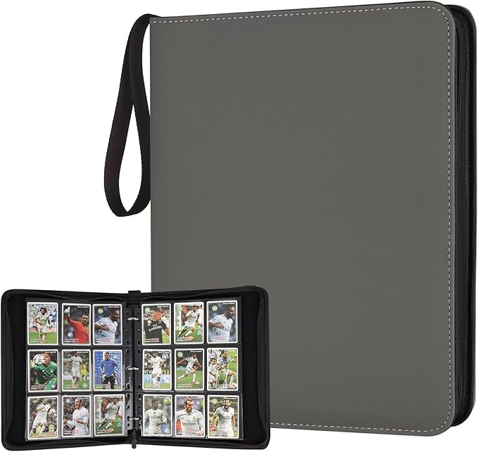 GERMUN 9 Pocket Card Binder, Premium Zip Trading Card Binder, 720 Double Sided Pocket PU Card Collection Binder, Collector Card Album, Card Folder for MTG, TCG, Sports Cards, Game Cards (GREY)