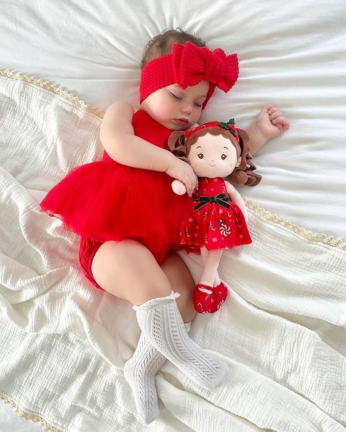 LeyaDoll Soft Baby Doll Toys for Girls (12''), My First Christmas Dolls, Baby Rag Doll Plush Toys for Toddler Kids Infants -Baby Jinglebelle-Christmas Limited Edition