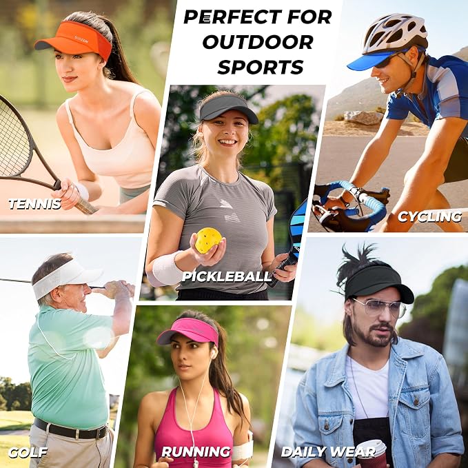 Sukeen Lightweight Sports Sun Visor Hat for Men Women | Packable, breathable, quick-dry, UPF50+ cooling visor hat, stretch fit, for running, tennis, golf, pickleball, softball