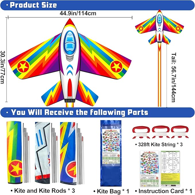 Kite for Kids Ages 4-8 8-12 & Adults, Shark & Dragon & Unicorn & Butterfly Kites Flying Toys, Easy to Fly Big Kite with 328FT String Easter Gift for Boys Girls Beach Park Outdoor Party Activities