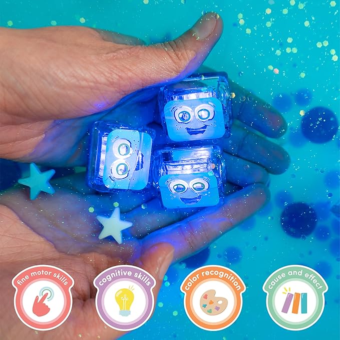 Glo Pals Water-Activated Bath Toy with 6 Reusable Light-Up Cubes for Sensory Play (Blair)