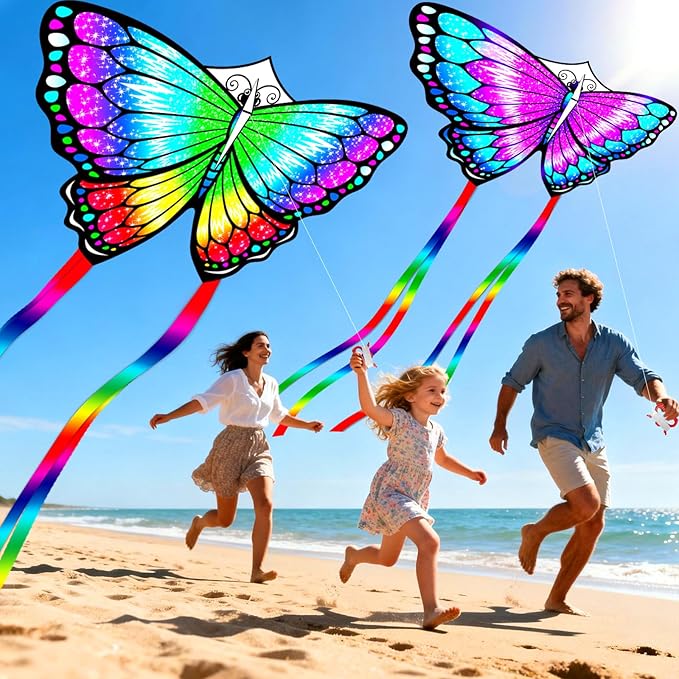 Kite for Kids Ages 4-8 8-12 & Adults, Shark & Dragon & Unicorn & Butterfly Kites Flying Toys, Easy to Fly Big Kite with 328FT String Easter Gift for Boys Girls Beach Park Outdoor Party Activities