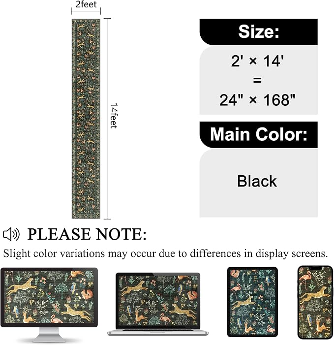 DUKINO 2x14 Runner Rug for Hallway, Soft Animal Washable Runner Rug, Black | Non Slip, Low Pile, Stain Resistant Indoor Long Carpet Runner for Kitchen, Entryway, Bedroom, Bathroom, Laundry, Pet Friendly