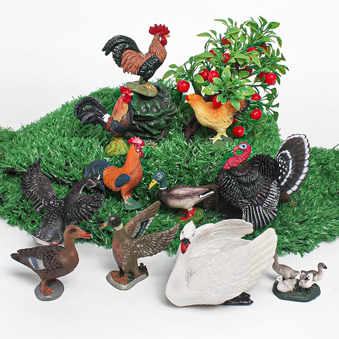 LC JoyCre Hen Toy Figurine Hen Figure for Cake Topper Preschool Animals Figures Teaching Tools Educational Gift for Kids