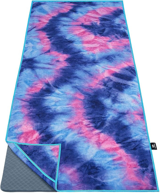 Ewedoos Yoga Towel Mat Towel with Anchor Fit Corners Non Slip Towel for Hot Yoga, Pilates, Workout, Camping