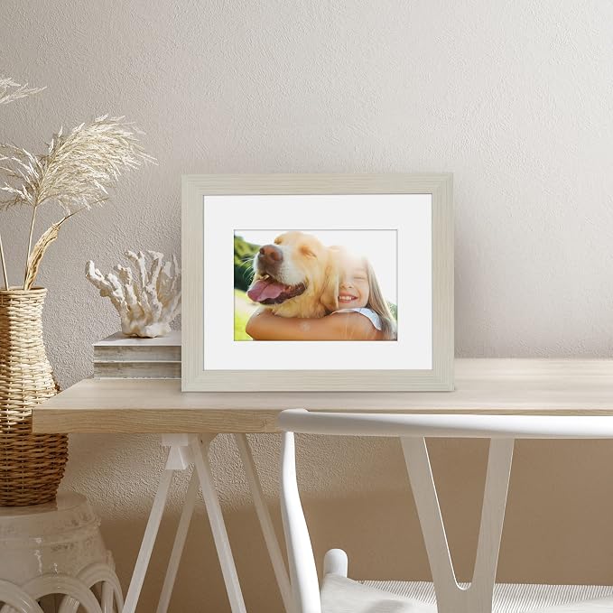 Americanflat 8x10 Picture Frame with Shatter-Resistant Glass - Use as 5x7 Frame with Mat or Display 8x10 Photo Without Mat - Signature Collection - Picture Frames for Tabletop and Wall - Light Wood | Shatter-resistant glass, wall or tabletop display wi...