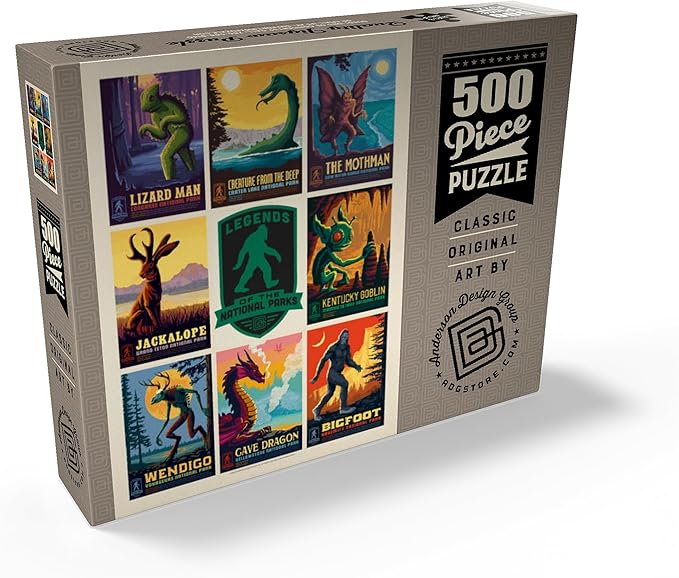 MyPuzzle Legends of The National Parks: Multi-Image Print - Edition 1, Vintage Poster - Premium 500 Piece Jigsaw Puzzle for Adults