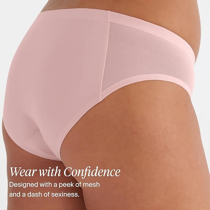 KNIX Women Leakproof Period Underwear No-Show Mesh Bikini – Light Flow Protection, Absorbs 1–3 Regular Tampons