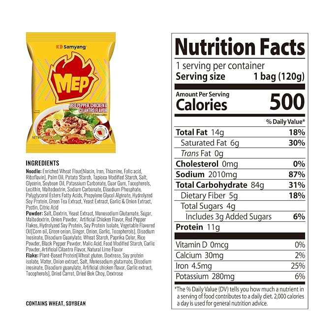 MEP Chicken Cilantro Bone Broth Korean Spicy Ramen Noodle Soup, 4-Pack | ENHYPEN Pick; Chicken bone broth with cilantro, lime, and red pepper; Chewy qq-texture noodles; Stovetop easy-cook pack
