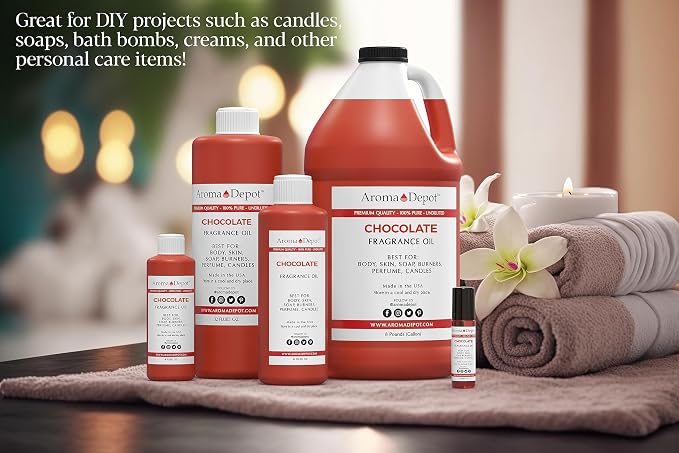 Aroma Depot Chocolate Fragrance Oil 4 oz. Perfume Skin Oil, Scented, is Great for Candles, Bath Bombs, Body Butters, Creams & Lotions. Few Drops in The Diffuser, Burners, or Warmers.