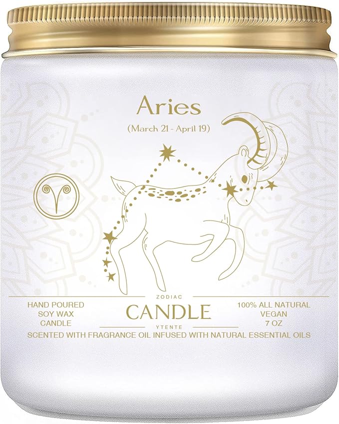 Aries Gifts for Women,Zodiac Sign Aries Candles, Astrology Gift Crystal Candles, Scented Candles Gifts for Women Mom Sister Daughter Birthday Mother's Day Gift (Aries)