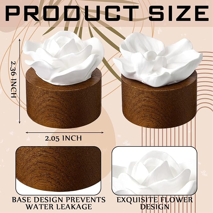 4 Pcs Ceramic Rose Diffuser Flower Passive Essential Oil Diffuser Flower Ceramic Aromatherapy Non Electric Battery for Home Office Tabletops Bathroom Decorative Birthday Ideal Gifts