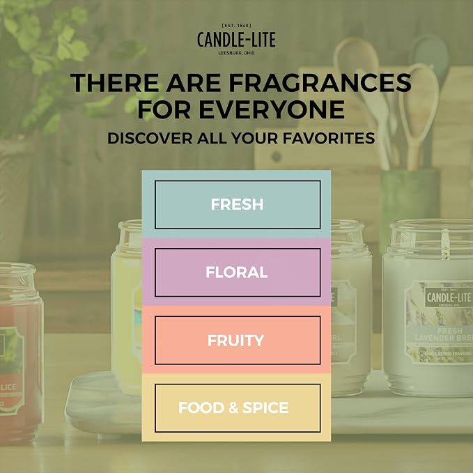 Candle-lite Fall Scented Candles, Evening Fireside Glow, 18 oz Jar, Proudly Poured in The USA, Aromatherapy Candle, Single-Wick with 110 Hours of Burn Time, Perfect for Creating a Refreshing Ambiance