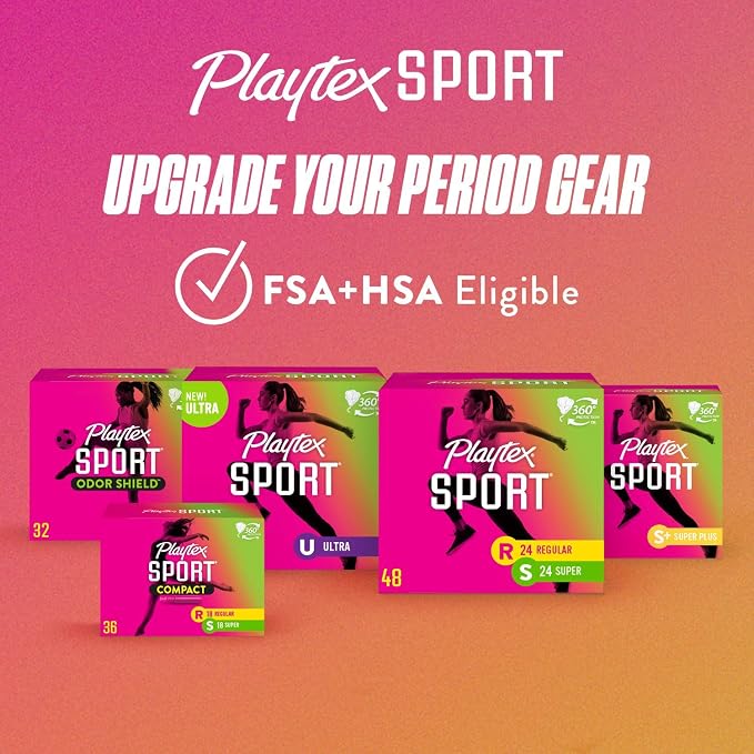 Playtex Sport Tampons with Flex-Fit Technology, Regular and Super Multi-Pack, Unscented - 36 Count
