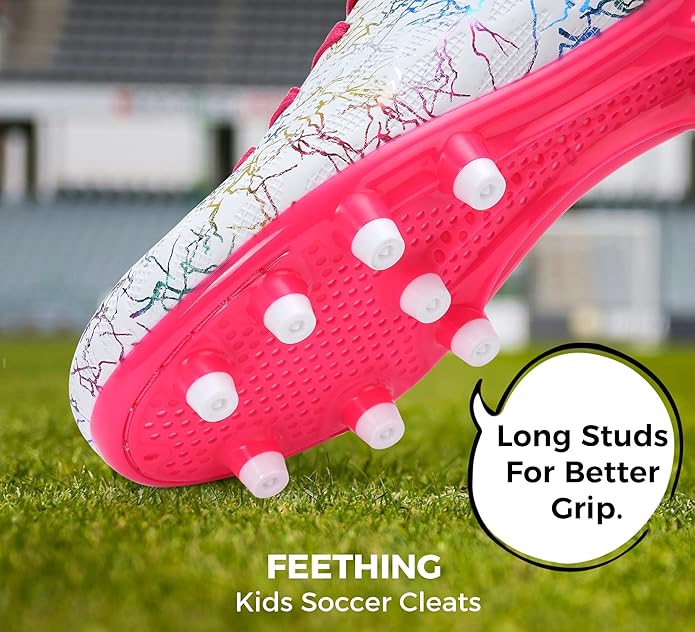 Grils Boys Soccer Cleats Youth Firm Ground FG Football Shoes Lightweight Breathable Outdoor Trainning Sport Shoes for Little/Big Kids